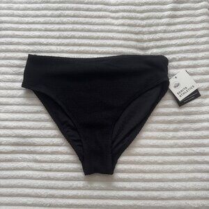 Senita Athletics Basic Black High-Waisted Ribbed Biniki Botttoms